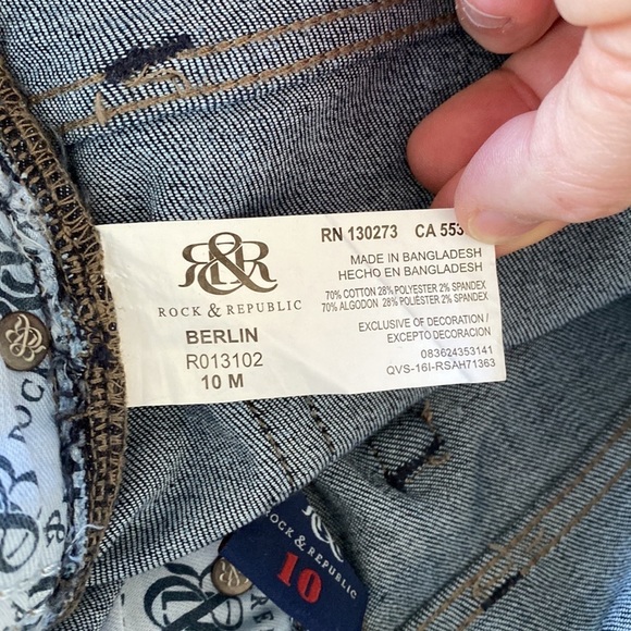 Rock & Republic Berlin High Rise Skinny Jeans Straight Leg Stretch Sz 10 Dark - Picture 8 of 14